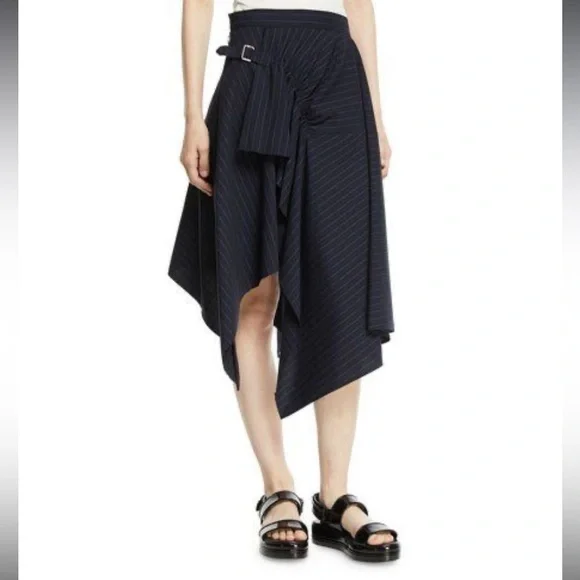 Phillip Lim Handkerchief Pinstripe Asymmetrical Skirt - Picture 3 of 11